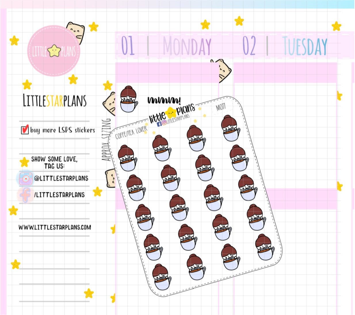 Mimi - Coffee, Tea Lover Version 2 Planner Stickers - Littlestarplans