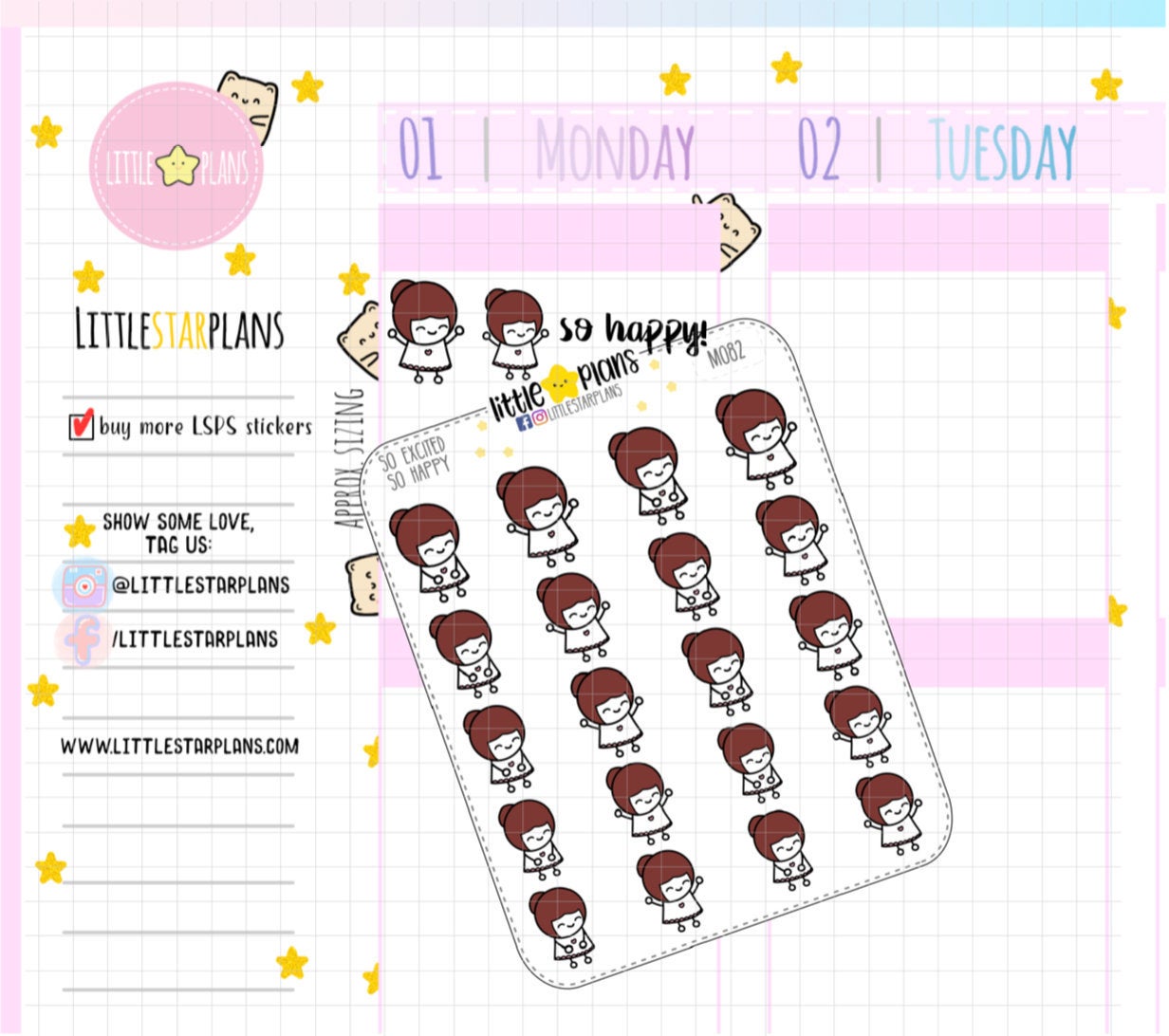 So Excited, Happy Planner Stickers Version 2 | Mimi - Littlestarplans