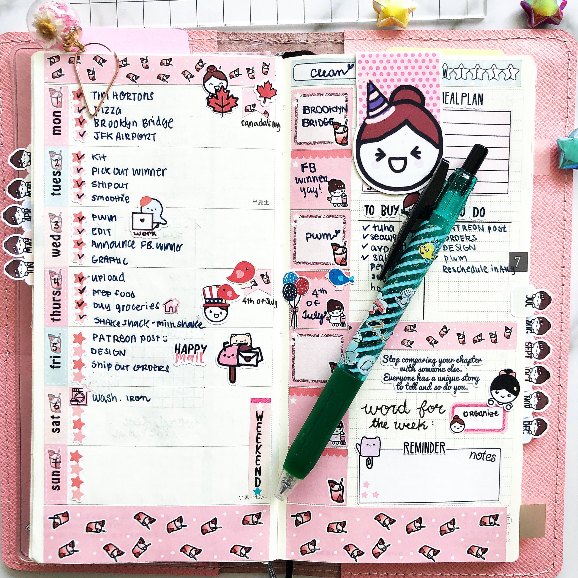 Hand-Drawn Sweet Summer Hobonichi Weeks Planner Sticker Kit - Littlestarplans