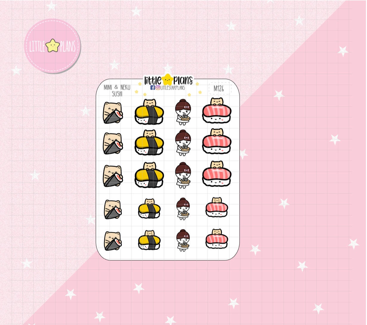 Mimi & Neku - Hand Made Sushi, Sushi Night Planner Stickers - Littlestarplans