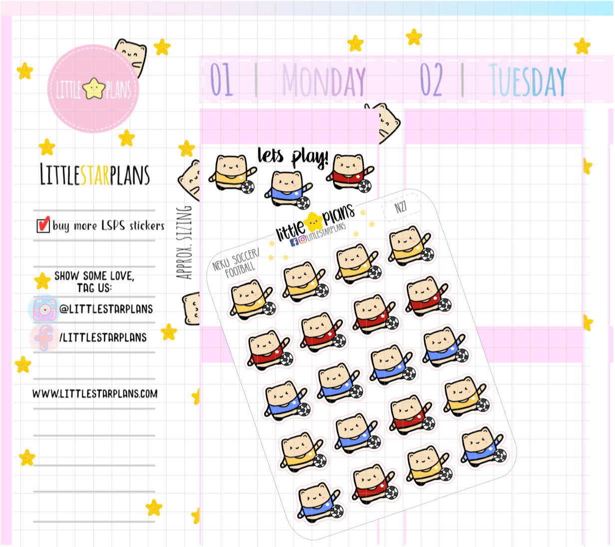 Neku - Lets Play Soccer / Football, Team Planner Stickers - Littlestarplans