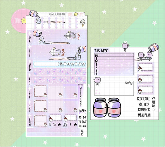 Littlestarplans' Hand-Drawn Magical Hobonichi Weeks Planner Sticker Kit - Littlestarplans
