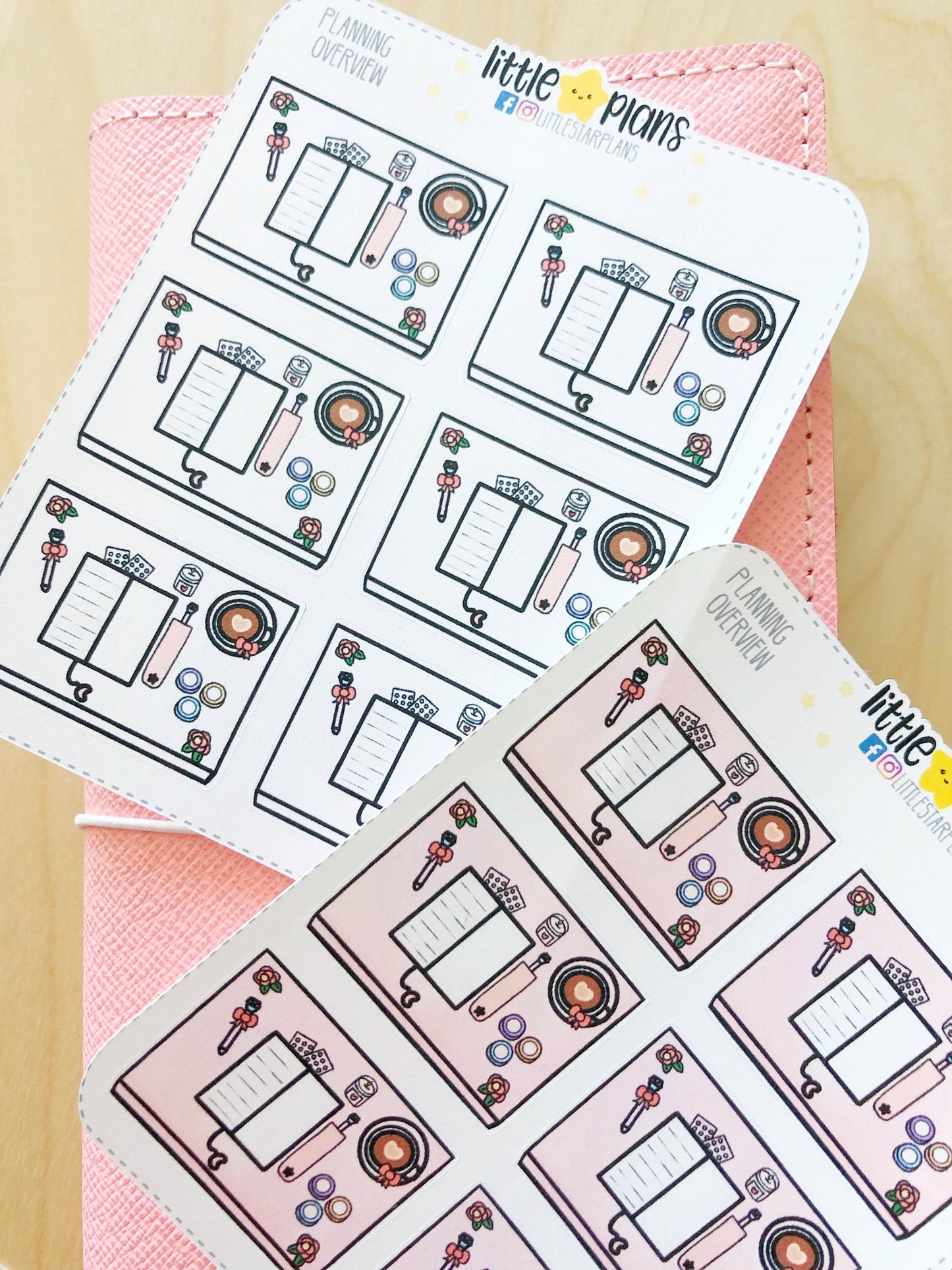 Planning Overview (Flatlays) Planner Stickers - White or Pink Desk - Littlestarplans