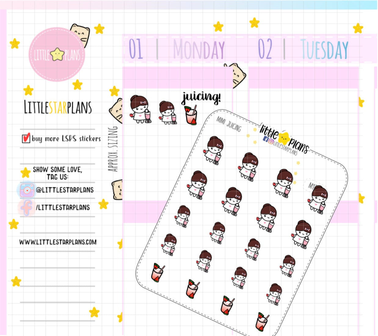 Make a Smoothie Summer Drinks, Fruit Juicing Planner Stickers | Hand Drawn Planner Stickers | Mimi - Littlestarplans