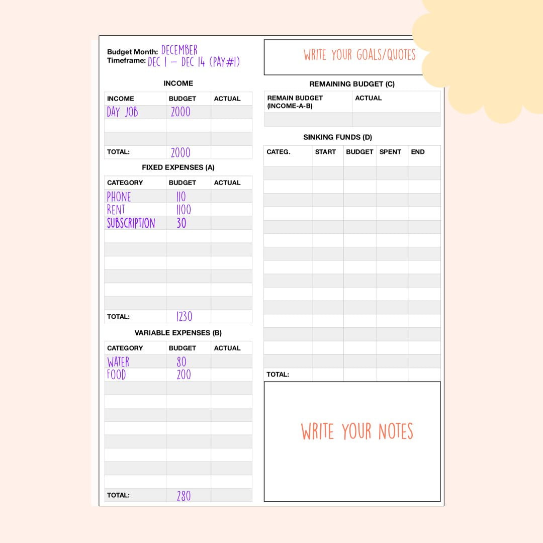 A4/Letter Size | Monthly Budget Planner Printable