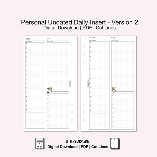Persaonl Ring Size | Neku Functional Undated Daily Inserts Version 2 | PRINTABLE