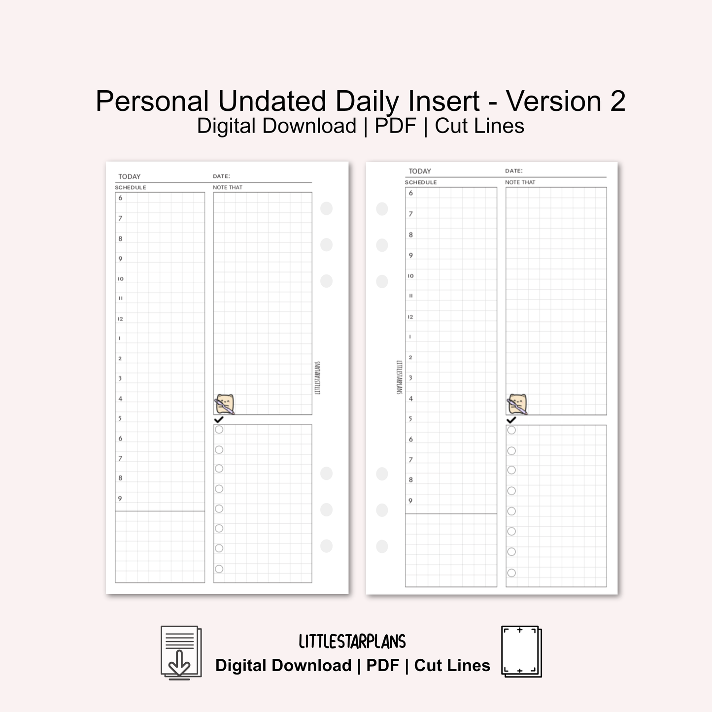 Persaonl Ring Size | Neku Functional Undated Daily Inserts Version 2 | PRINTABLE