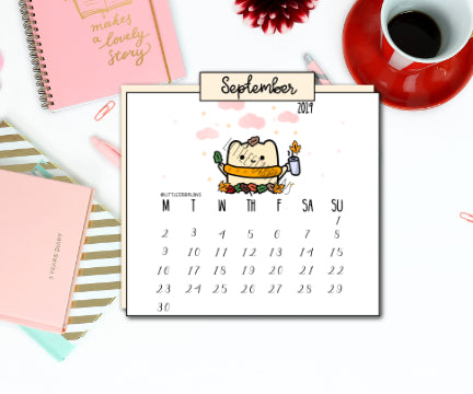 Printable September 2019 Calender Digital Die Cut - Littlestarplans